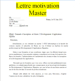 10 exemples de lettres de motivation pour master pdf et 