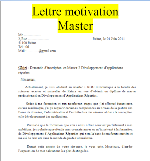 10 exemples de lettres de motivation pour master pdf et word | Cours ...