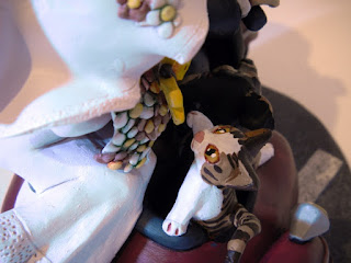 orme magiche cake topper cartoon cane gatto scultura torta nuziale sposini sposi decorazione fatte a mano scolpite modellini