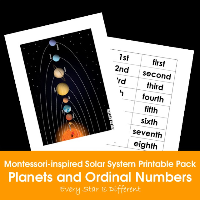 Montessori-inspired Solar System Printable Pack: Planets and Ordinal Numbers
