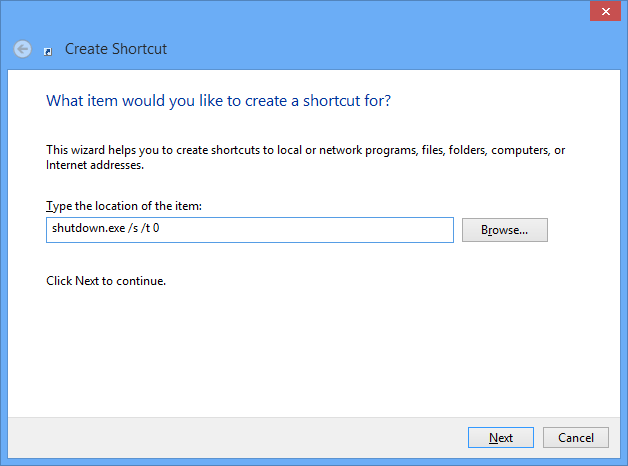 create shortcut
