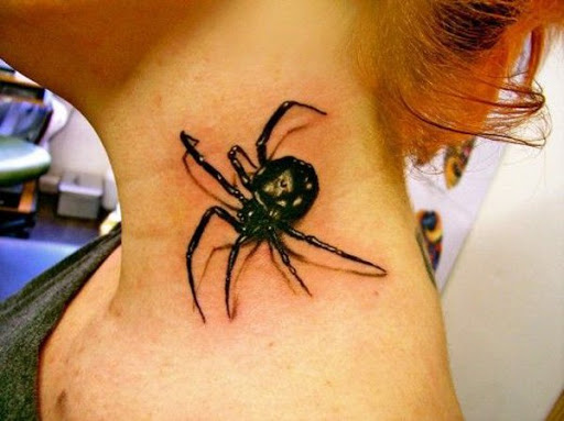 3D Aranha desenho de tatuagem para as meninas no pescoço