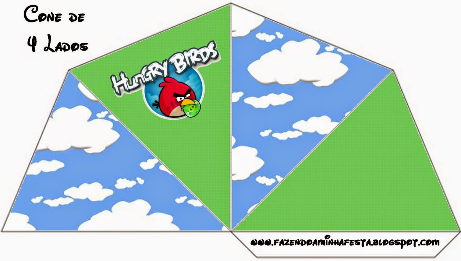 Free Printable Cones of Angry birds with clouds .