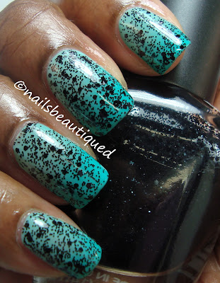 Teal gradient with black hex glitter