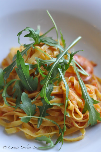 Taglierini cu creveti si rucola