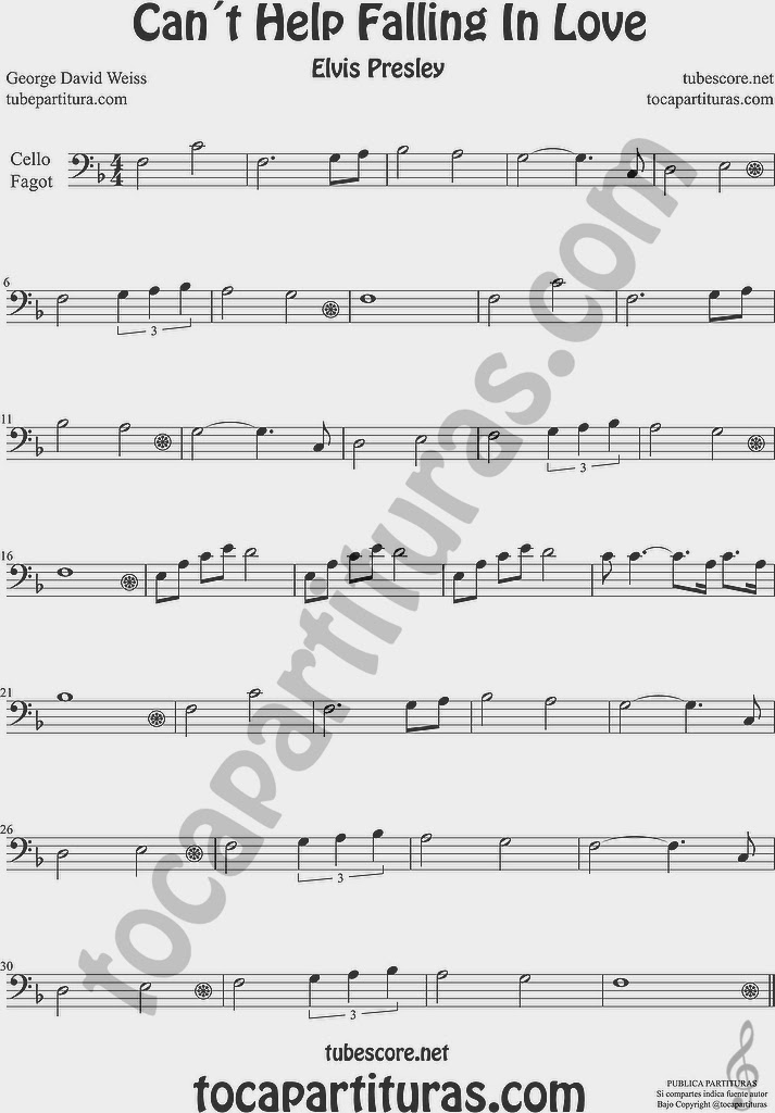 Partitura de Violonchelo y Fagot Sheet Music for Cello and Bassoon Music Scores