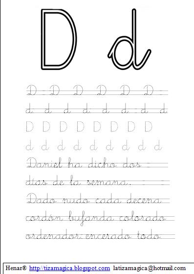 La tiza mágica: Ficha lectoescritura de la letra D