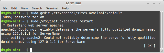 Cara Memindahkan Lokasi DocumentRoot Apache Di Linux Mint 14 | DM31
