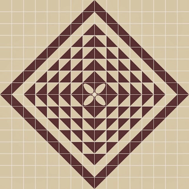 Cement tile layout based on using the "on point" design pattern