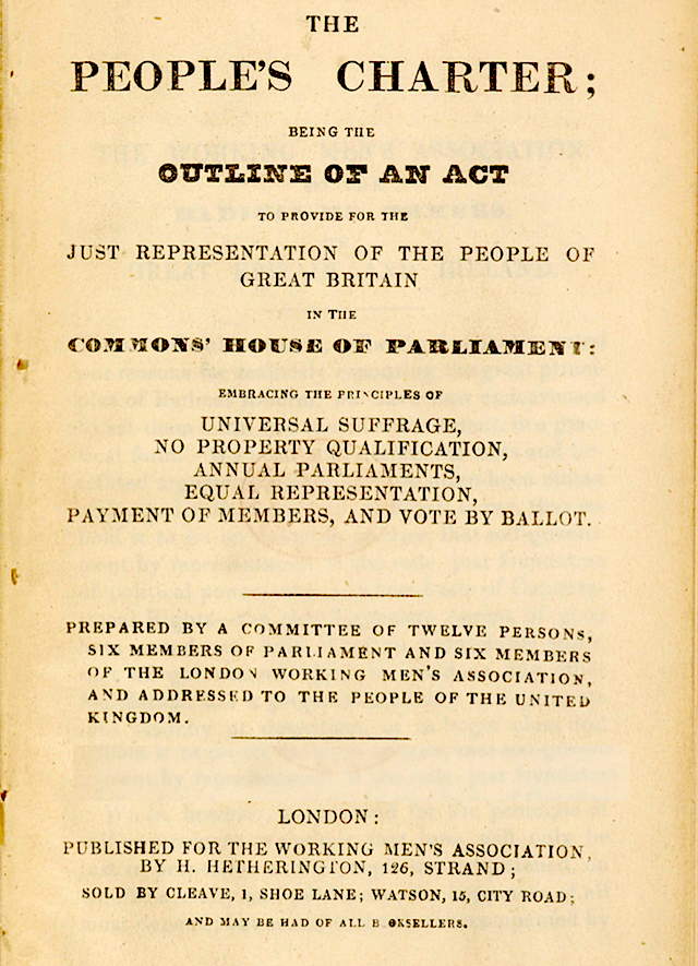 William Cuffay: 1778 - 1870: Peoples Charter – May 1838