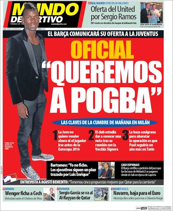 FC Barcelona, Mundo Deportivo: "Oficial: "Queremos a Pogba"