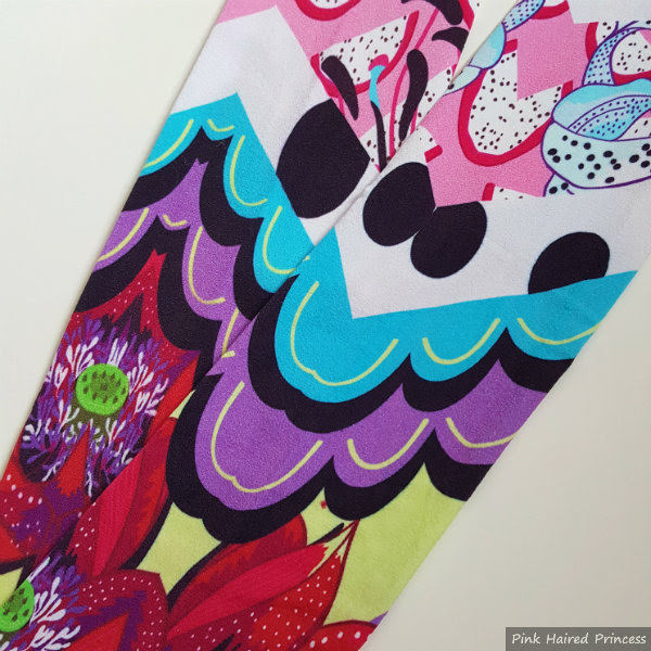 Irregular Choice kimono tights flatlay brightly coloured kimono printed tights flatlay