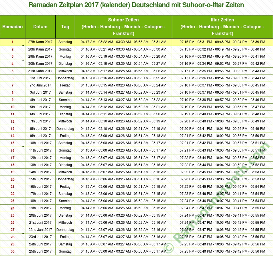 Ramadan Kalender 2018 Deutschland Ramadan Kalender 2018 Deutschland