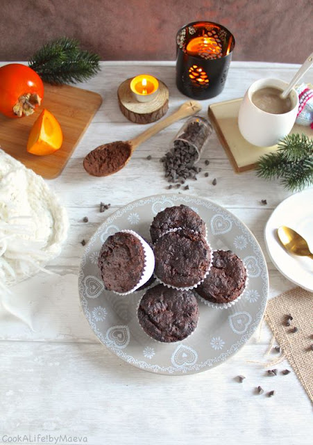 Petits cakes au chocolat et kaki (vegan, sans gluten) • Cook A Life! by Maeva