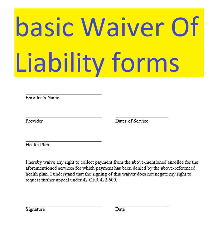 Basic Waiver Of Liability Form Doc And Pdf Formats Sample Contracts 