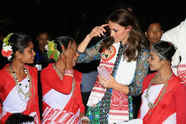 Prince William, Duke of Cambridge and Catherine, Duchess of Cambridge observe a dance and musical performance celebrating Assamese New Year