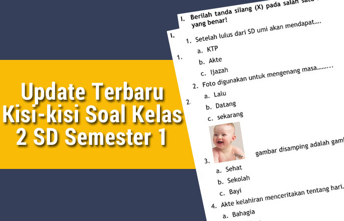 Update Terbaru Kisikisi Soal Kelas 2 SD Semester 1