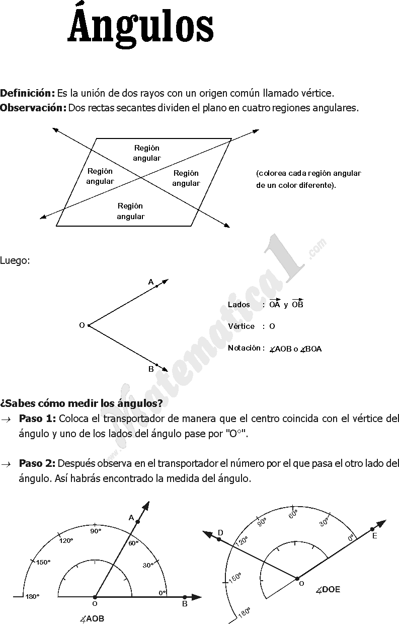 GEOMETRIA DE SEXTO DE PRIMARIA : SEGMENTOS , ANGULOS , TRIANGULOS Y