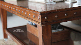 Old Table Painted Faux Metal Top Bliss-Ranch.com Maison Blanche