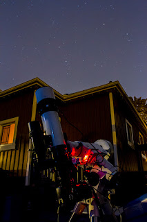 my astrophotography rig points up at the night sky from my backyard in St. Catharines