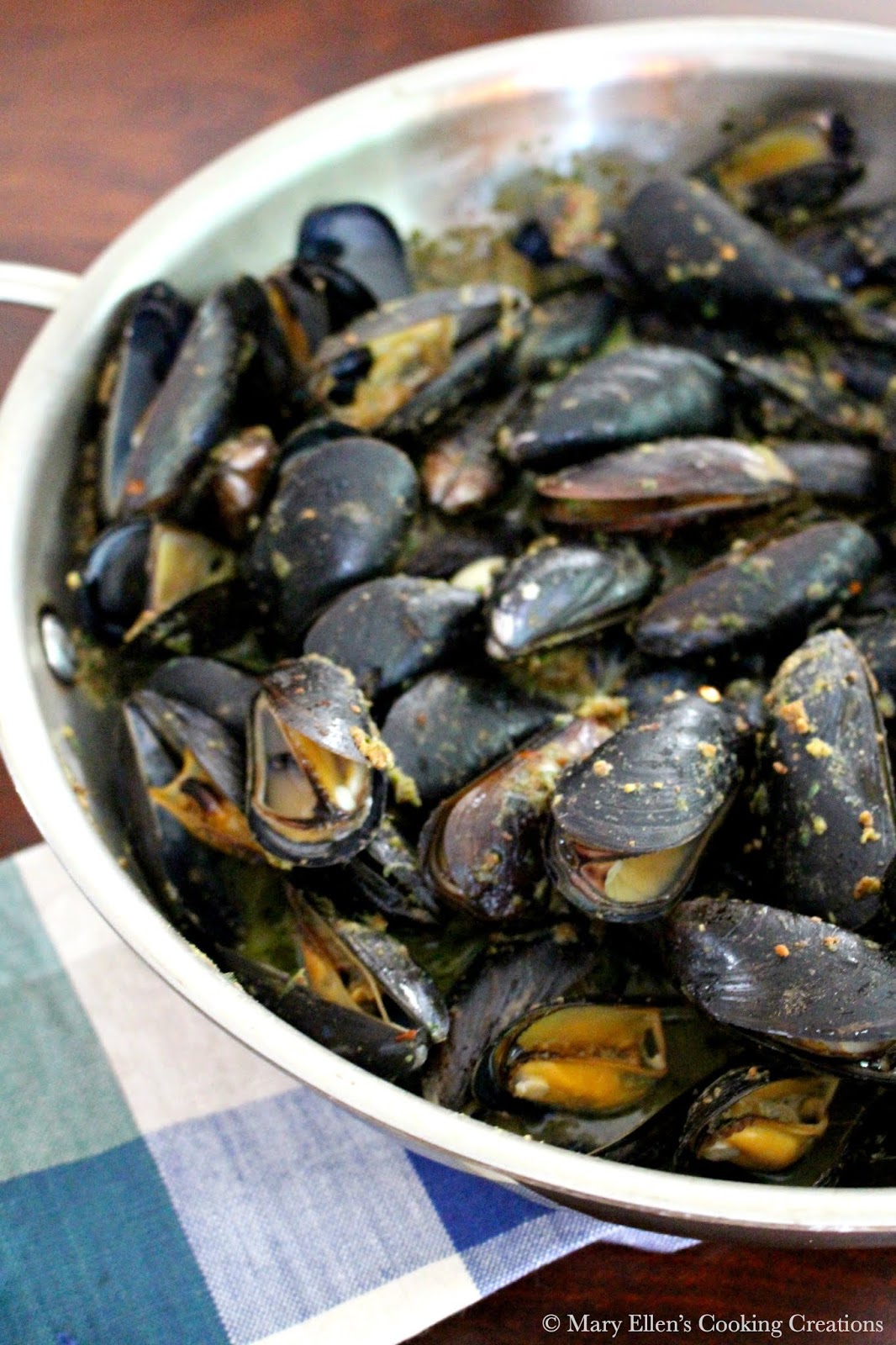 Mary Ellen's Cooking Creations Mussels Roasted in Almond Garlic Butter