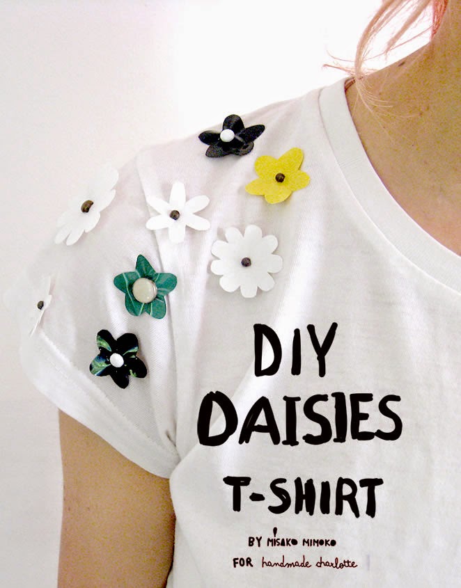 http://www.handmadecharlotte.com/diy-plastic-daisies-t-shirt/