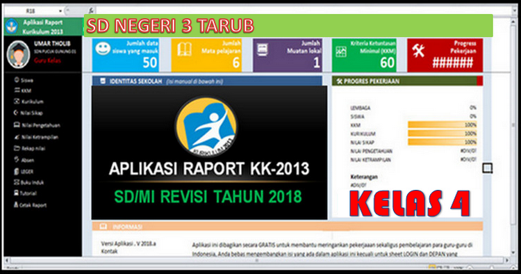 Aplikasi Cetak Raport K13 Kelas 4 Semester 2 Revisi 2018