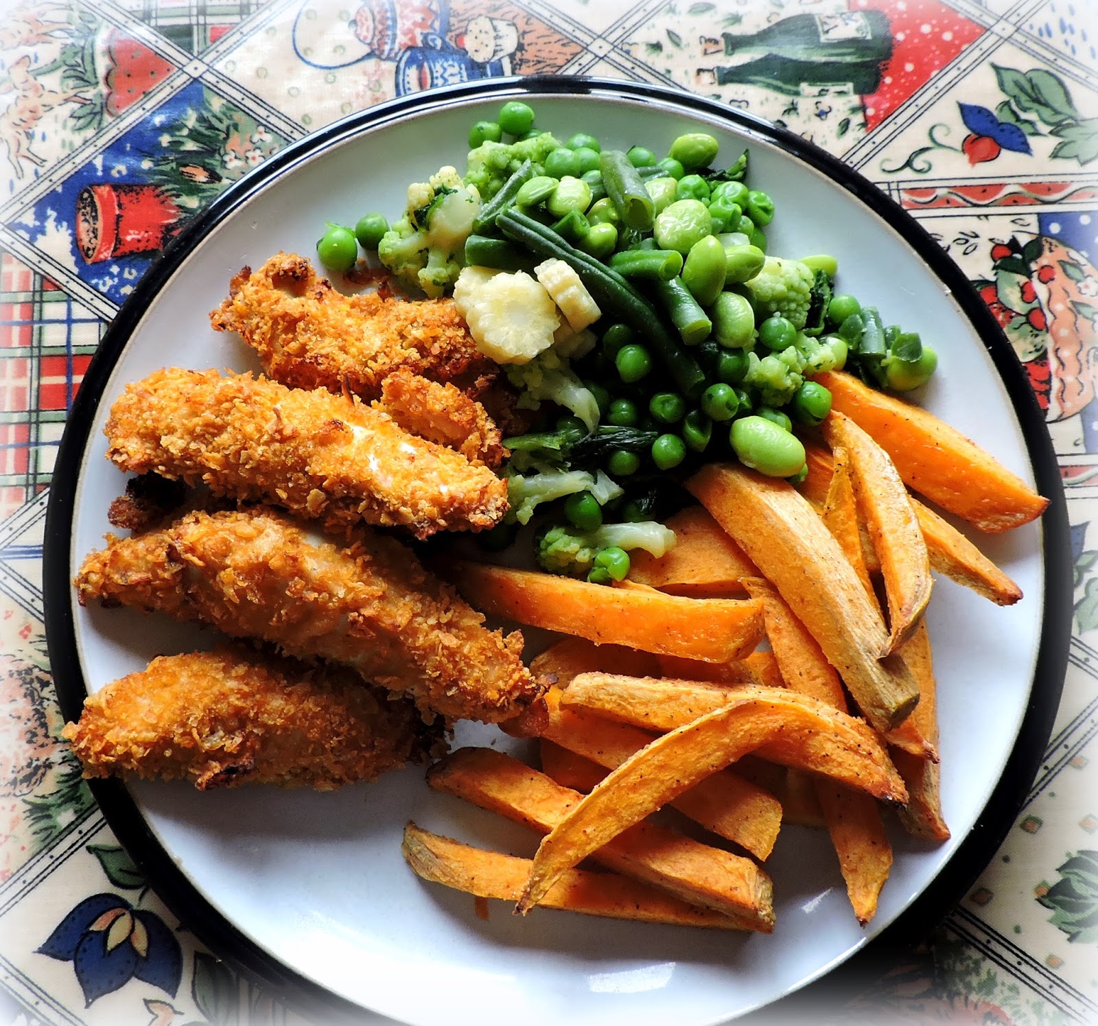 Guilt Free Chicken Strips & Sweet Potato Fries