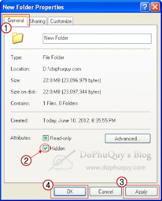 Hướng dẫn ẩn thư mục (Folder) trong Windows