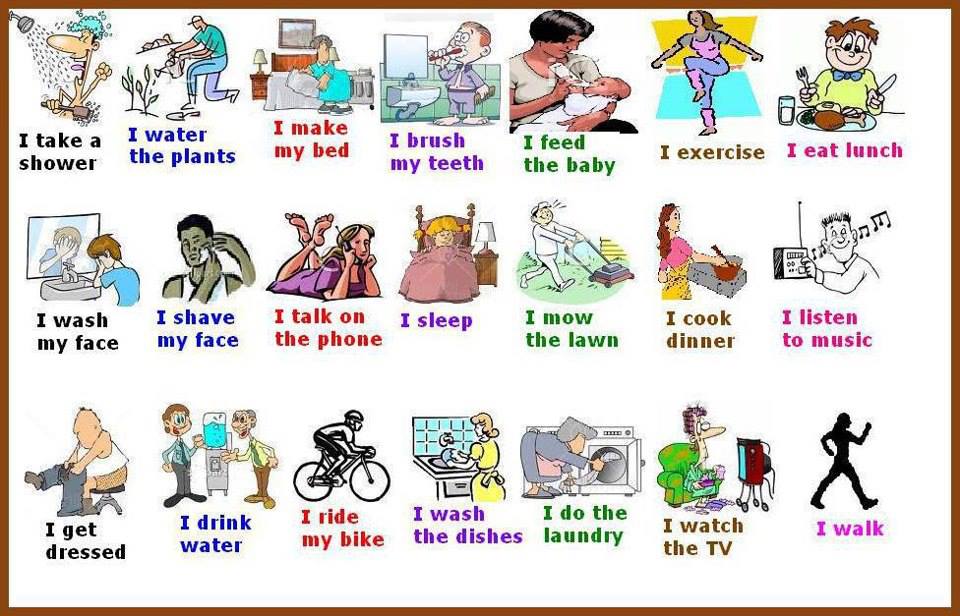 Everyday activities. Active every day. Every day actions. Everyday activities. Active day.