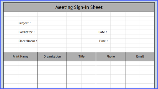 meeting sign in sheet