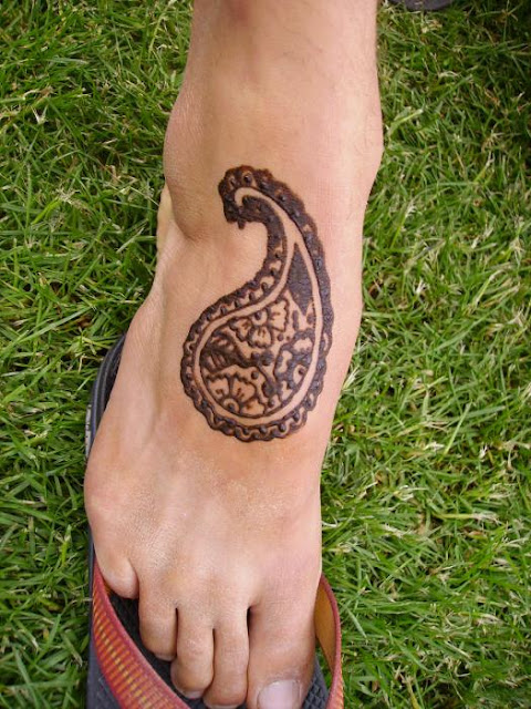 Paisley Henna Foot Tattoo Designs