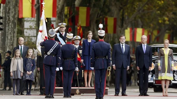 Queen Letizia of Spain, Princess Sofia of Spain and Princess Leonor of Spain attends the Spanish National Day 