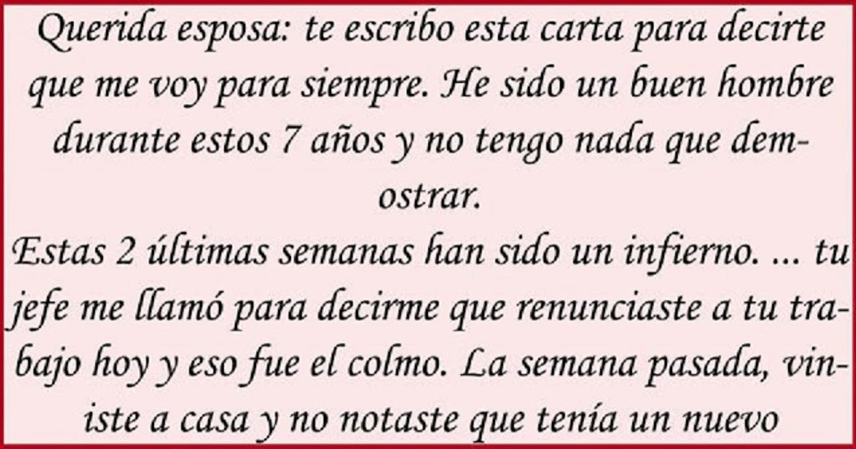 LA MEJOR CARTA DE DIVORCIO, TE DEJARÁ SIN PALABRAS Curiosidades y Mas