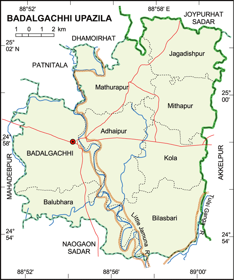 Badalgachi Upazila Map Naogaon District Bangladesh