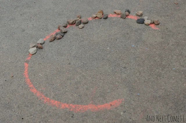 Sidewalk chalk ABC & rock letters activity for kids