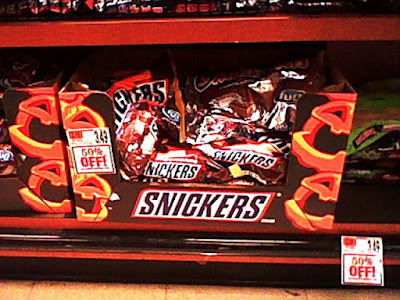 Day after Halloween candy sale Snickers fifty percent off