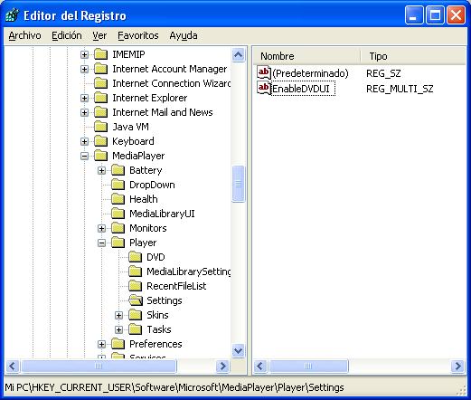 regedit, editor de registro de Windows