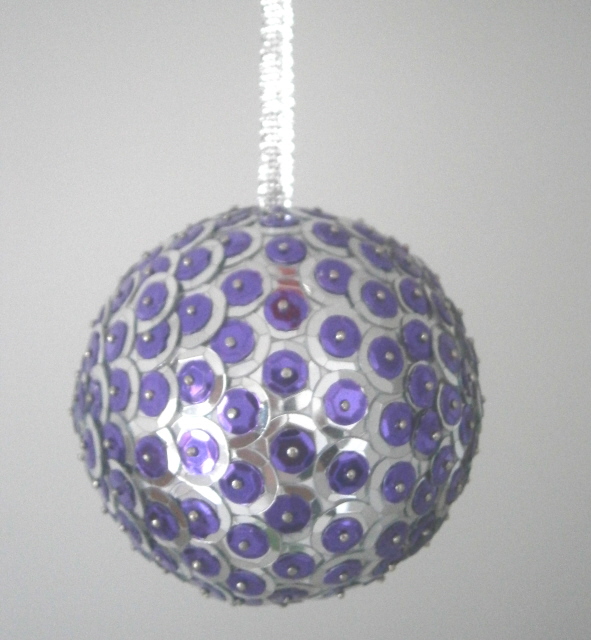 One plus one equals Six Sequined Baubles and Flower Bauble.