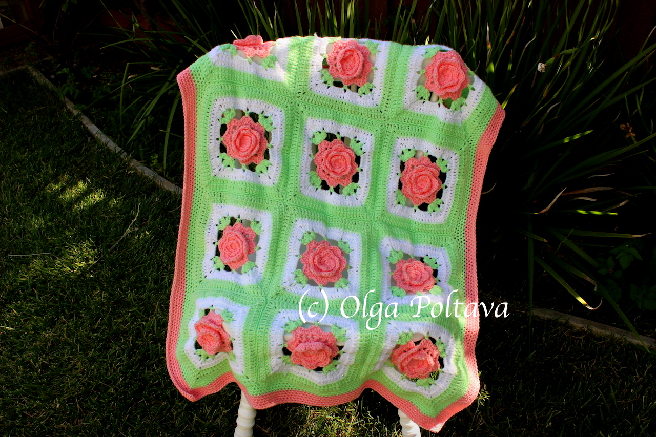 Lacy Crochet Crochet Rose Granny Square Afghan, Baby Blanket, My Free Pattern and Video Tutorial