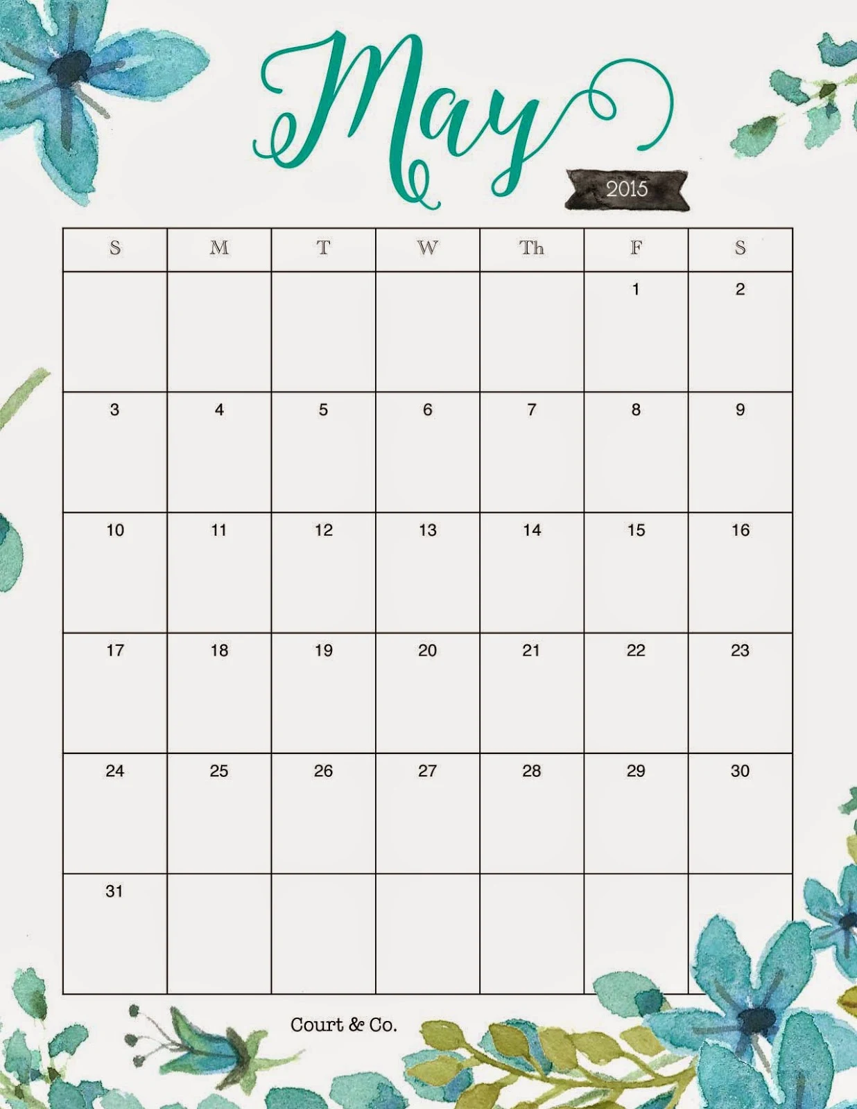 Court & Co. { May Printable Calendar }