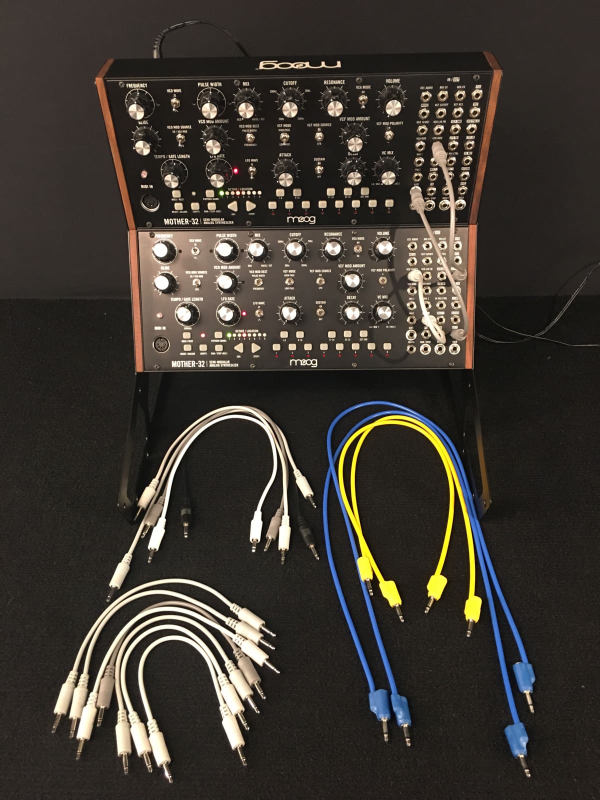 MATRIXSYNTH Moog Mother32 (2x) w/ 3Tier Stand & 19 Patch Cables