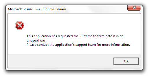 This application has requested the runtime to terminate it in an unusual way. This application has. Runtime Error this application has requested the runtime to terminate it in an unusual way решение. The application has crashed PNG. This application runtime to terminate