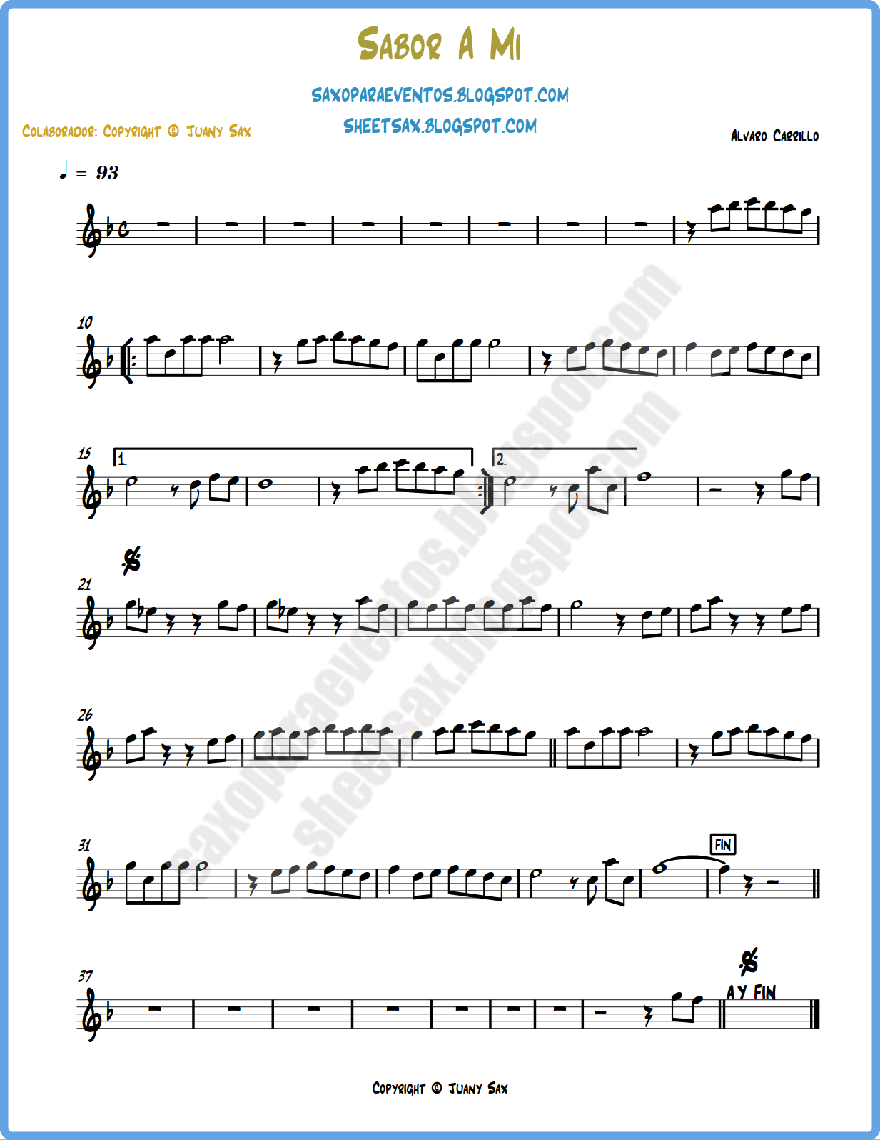 Partitura y pista de Sabor a mi (Kenny g, Luis miguel, Álvaro Carrillo