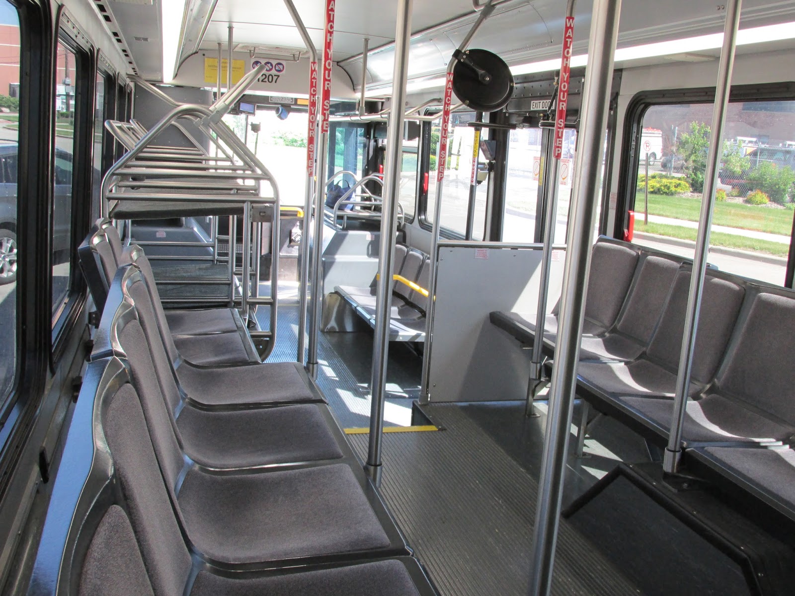 Eddie's Rail Fan Page Foreward interior view, inside a 2012 Gillig 35