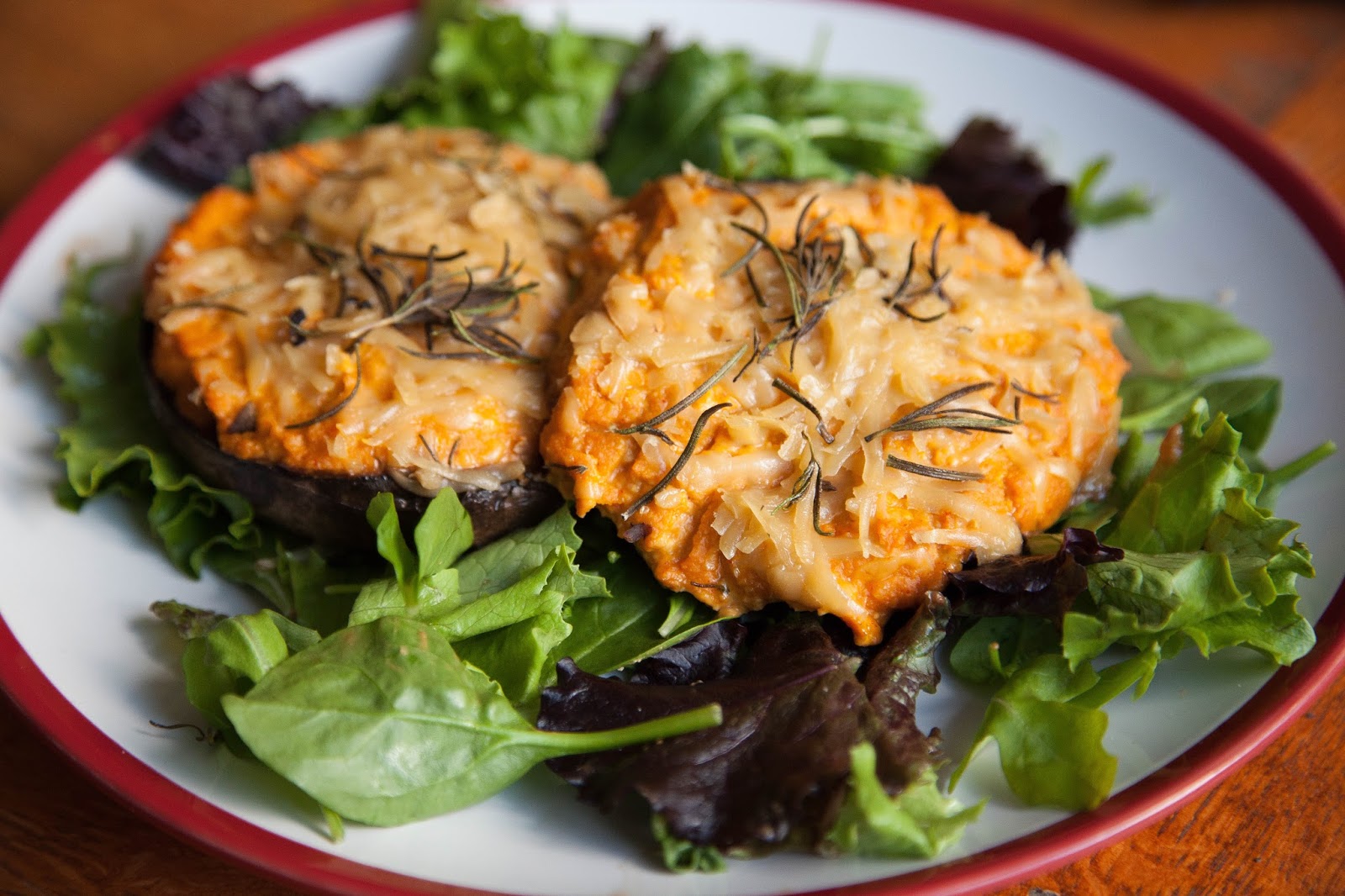 Sweet Potato, Aubergine and Rosemary Stuffed Mushroms NANCY ELZA