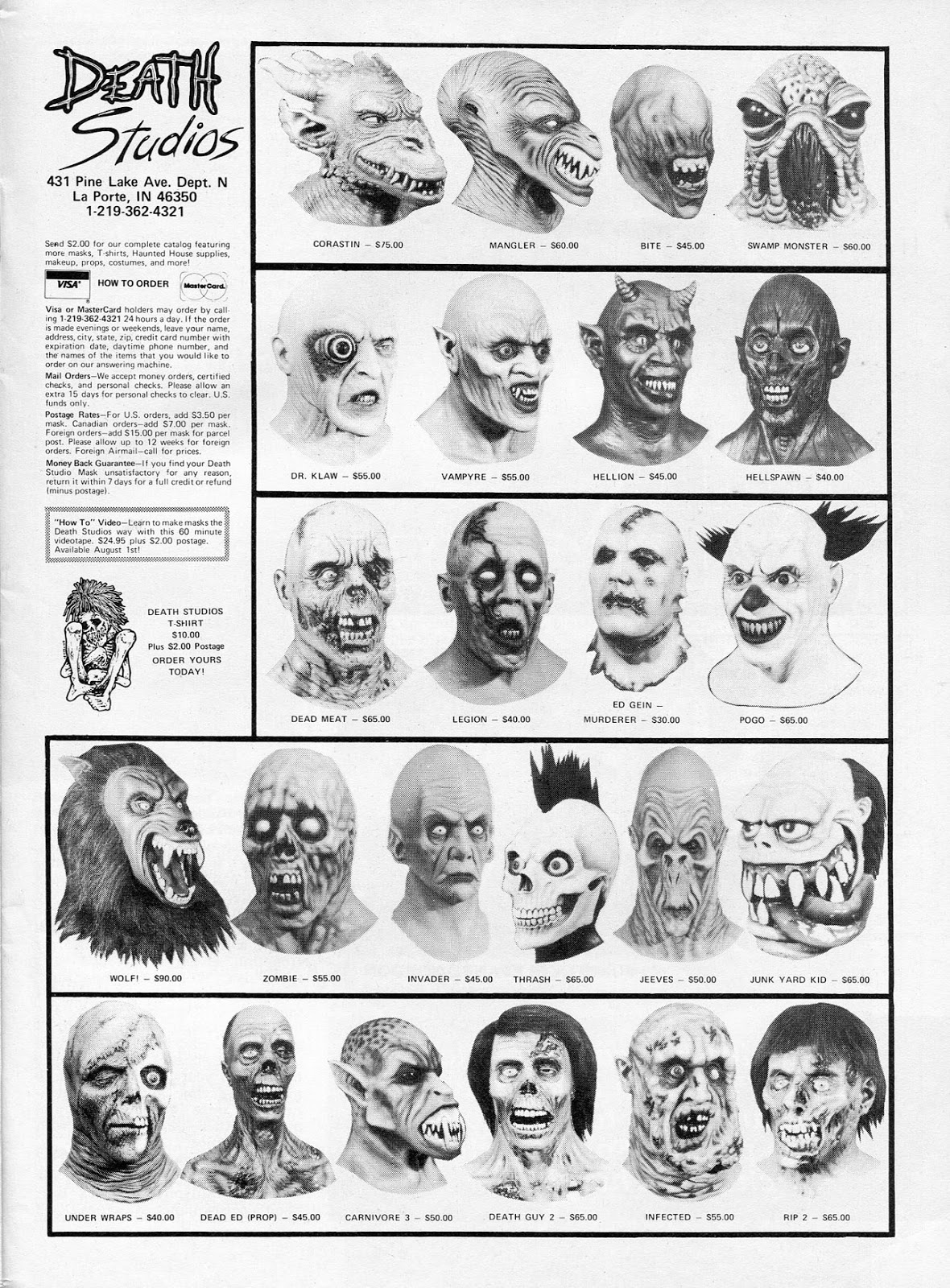 1989 Death Studios Ad Blood Curdling Blog of Monster Masks