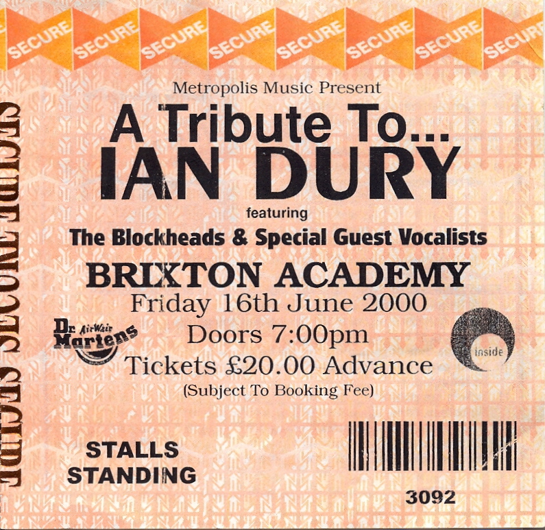 House of Lard Ian Dury tribute concert Brixton Academy 16 June 2000