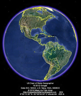 El Mundo, google earth, vista diurna, America