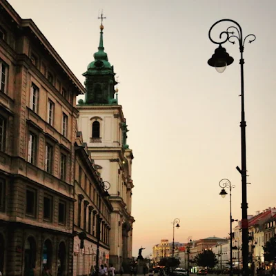 Lampposts of Nowy Świat Street in Warsaw, Poland